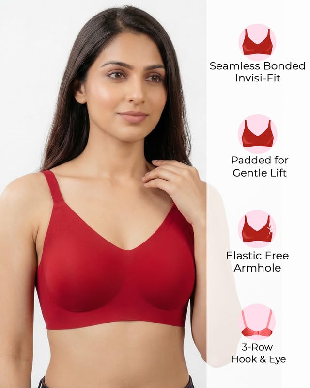 Image of Women's Cotton Padded Full Coverage Bonded Bra | Seamless T-Shirt Bra | Wire-Free | Breathable Cotton Fabric | Elastic-Free Bottom Band & Armholes | No Marks, No Digging | Pack of 1