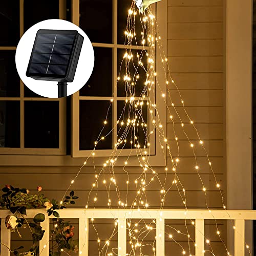 Joycome Guirlande lumineuse solaire - 1 m - 100 LED - 8 modes d'éclairage - Étanche - Pour intérieur et extérieur - Guirlande de Noël - Blanc chaud Cover