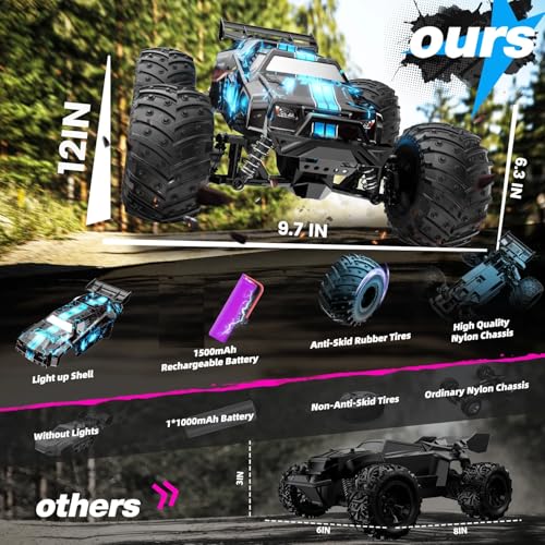 Image of Jack Royal 20+ mph High Speed Glowing RC Car with Body Lights & Headlights Supersonic Hobby Rc Car, Remote Control Off-Road Truck, Rc Trucks with Rechargeable Batteries