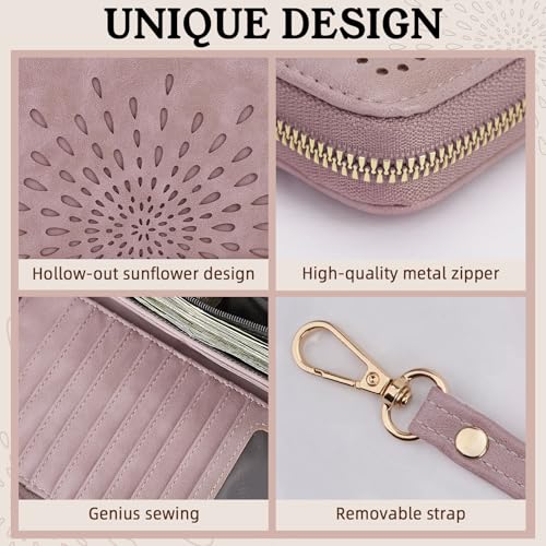 Image of APHISON Wallet Women Large Capacity Clutch Purse For Ladies Card Holder RFID Wristlet Phone Zipper Coin Travel Pocket, 05-purple