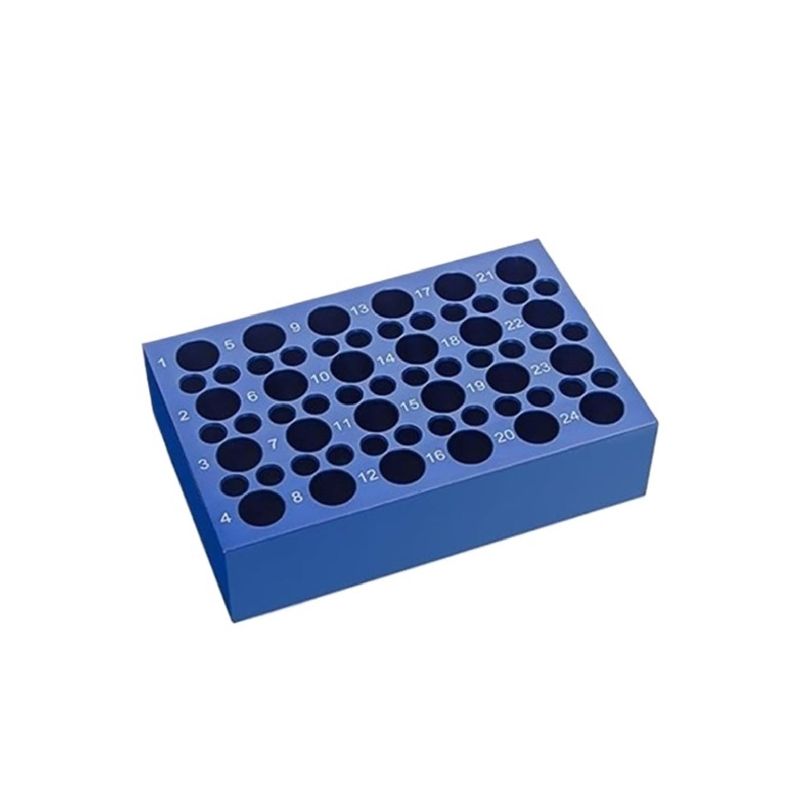 Bloque de enfriamiento de aluminio (24+36) for tubos, reutilizable, 0,2 ml, 1,5 ml y 2 ml.