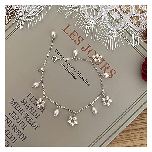 Bracelet perles d'eau douce naturelle femmes bijoux de mariage argent 925 blanc 18cm