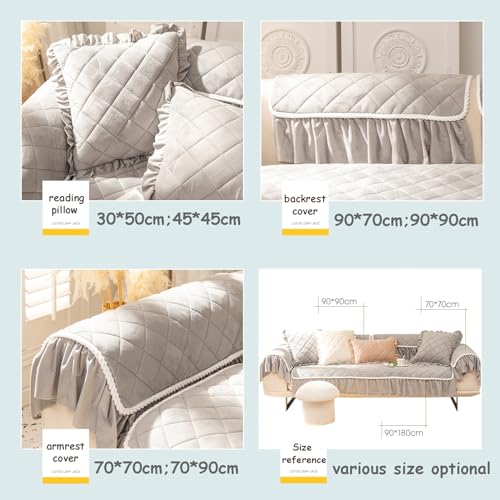 Funda de sofá antideslizante lavable beige para protector de chaise longue en forma de L 3