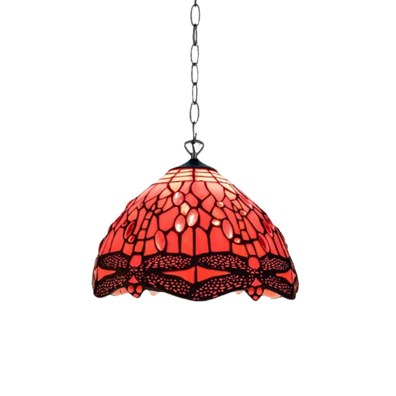 TIFFORA Tiffany Pendant Lamps Stained Glass Lamp Shades Handcrafted Stunning Quality Antique Design Pendant Light for Living Room Bedroom Lounge (TF(P)-1006)