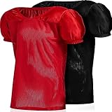 2 Pcs Youth Football Practice Jersey Mesh Polyester Football Jerseys for Boys Stretch Athletic Football Practice Uniform (Large) Black and Red