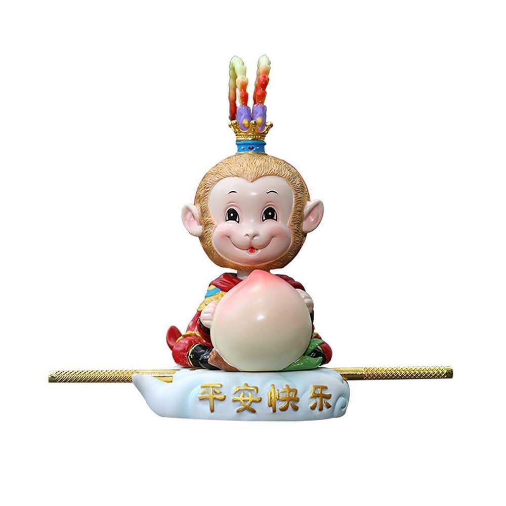 YUZDNM Monkey King Statue, Resin Head Shaking Sun Wukong Figure, Journey to The West Buddha Monk Statue for Home Offcie Car Decor, Collectible Gifts