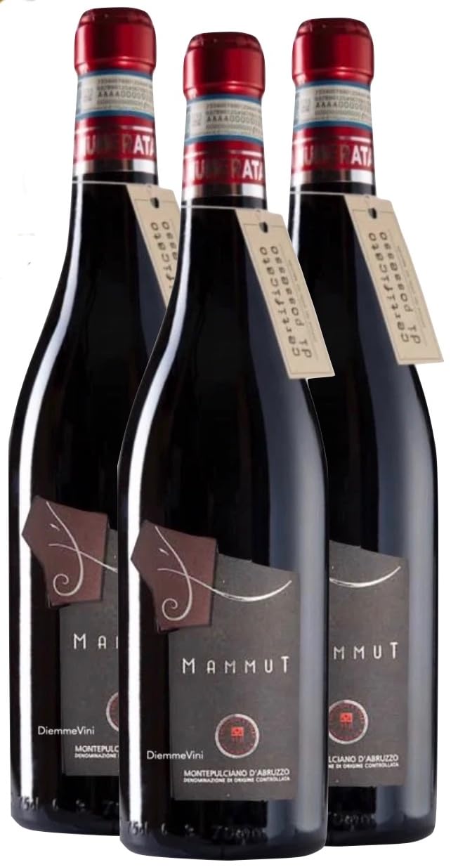 3 Bottiglie Mammut Montepulciano d'Abruzzo DOC 2021 Cascina del Colle, Rosso Rubino, 100% Montepulciano, 14,5% Vol, 750 ml