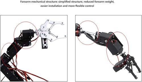 Miniatura 2 de Kit de brazo mecánico 6DOF, pinza robótica programadora con 6 servomotores, manipulador DOF de ángulo de 180 grados, piezas de robot industrial para