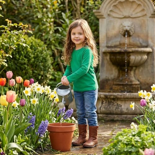 Image of Girls Cotton Long Sleeve Shirts Kids T Shirts Lightweight Breathable Casual Classic Tee Top for Children Age 3-14 Years