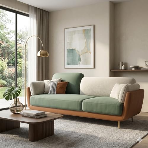 Image of Modern 3 Seater Sofa for Living Room & Balcony | Multipurpose Use for Living Room Couch for Bedroom | Stylish 3 Seater Sofa for Balcony | Couch for Bedroom | Comfort Sofa for Home Decor Green Beige