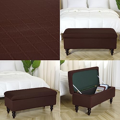 Image of FUANGUI Ottoman Cover Stretch Storage Ottoman Bench Slipcover Printed Folding Storage Bench Ottoman Cover Footrest Stool Slipcover Footstool Protector Cover with Elastic Bottom