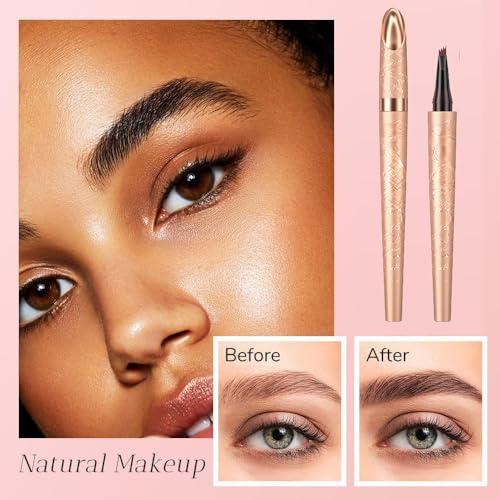 Image of Microblading Eyebrow Pencil, 2026 New 3D Waterproof 4 Tip Microblading Eyebrow Pen, Natural Gap Filling Eyebrow Makeup Long-Lasting Fine Stroke Eye Brow Pen for Women (Black)