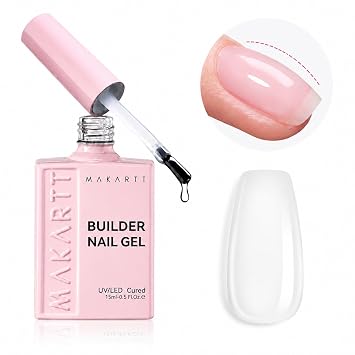 Makartt 8-in-1 Gel Nails Builder 15ml Clear Builder in a Bottle for Nail Strengthen Rubber Base and Rhinestone Glue, UV Light Cured Gel Builder for Nails - Home User DIY Low Odor