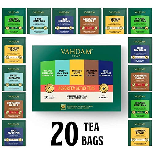 Vahdam, Detox Kit I Green Tea Sampler + Detox Tea Assortment + Borosilicate Sparkle Teacup With Stainless Steel Infuser I 100% Natural Ingredients I 100% Safe, Easy To Maintain. Makes For A Travel-Fri #TOP3