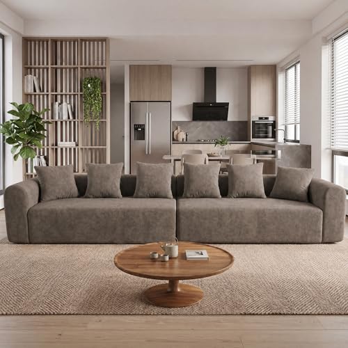 Image of Claiks 142 inch Cloud Boneless Couch, Modular Sectional, Light Grey