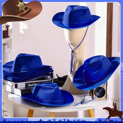 Image of Mepase Cowboy Hats Bulk Felt Western Party Wide Brimmed Cowgirl Hats Set for Adults Men Women Costume Party
