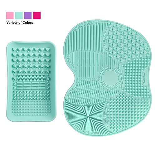 ESARORA Makeup Brush Cleaning Mat & Makeup Brush Cleaning Plate (Green)