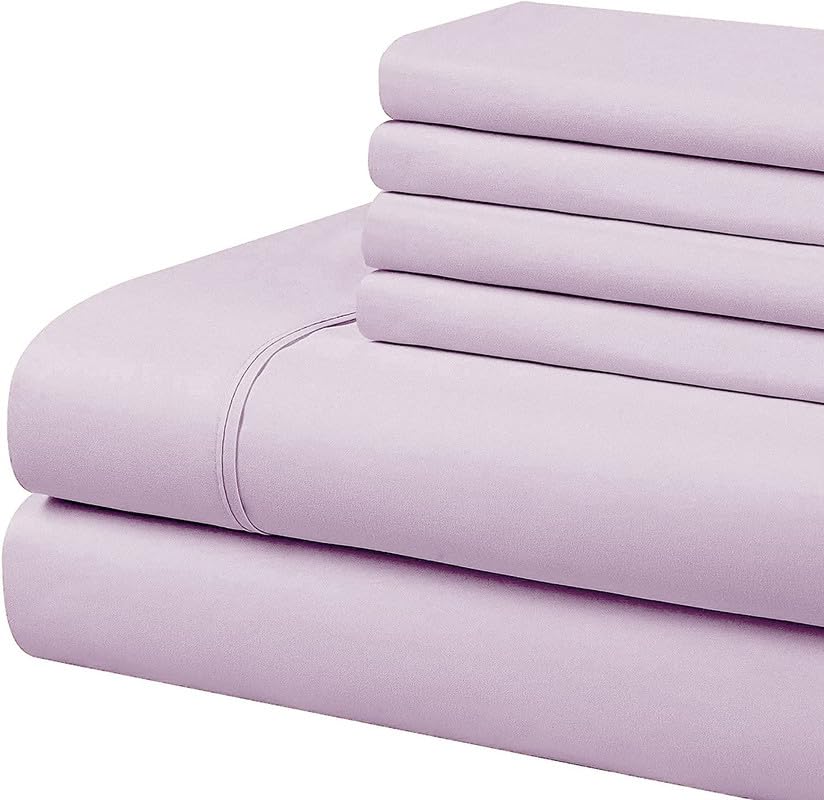 600 Thread Count (40cm) Deep Pockets – 100% Egyptian Cotton Bed Sheets 6 Piece Set, Hotel Quality & Breathable Cotton Sheets - Lavender Solid, Double Size.