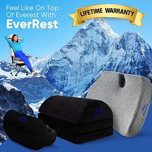 Everrest Seat Cushion For Office Chair Plus Size - Firm Extra Wide Large Memory Foam Pillow For Tailbone, Coccyx, Sciatica, Back Pain Relief – Thick Pad For Long Hours Sitting, Gaming #TOP6