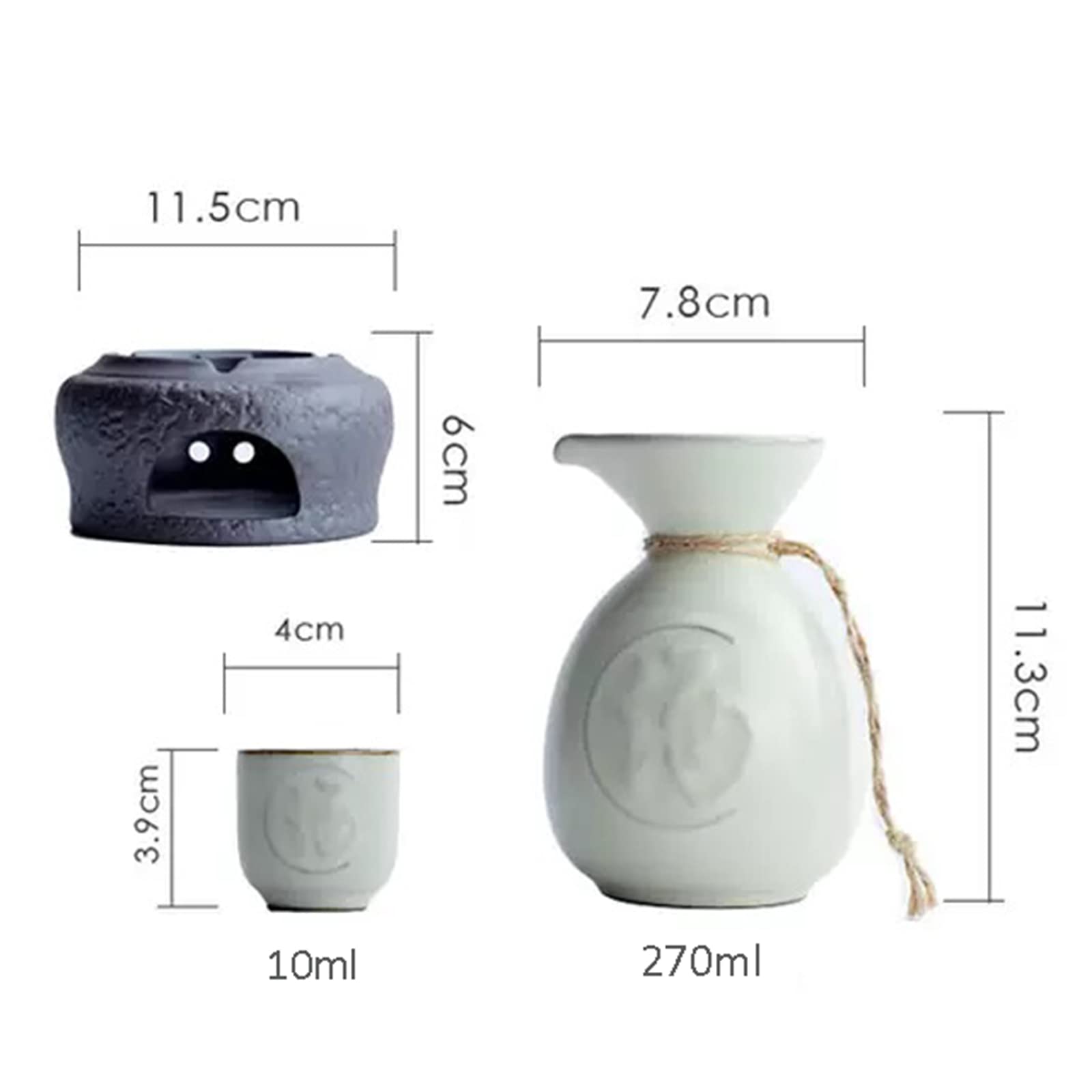 Tasse à saké Traditionnelle, Verres à vin en céramique, Ensemble de 6 Tasses à saké en céramique, Facile à Utiliser, Convient aux Amateurs de Culture, Artisanat Traditionnel (E)