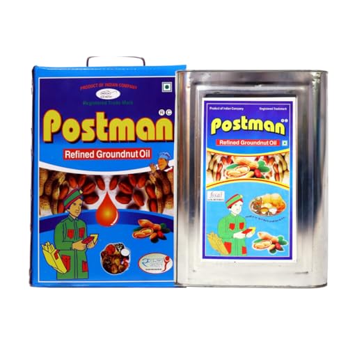 Image of Postman Premium Refined Groundnut Oil 15Litre Tin | Pure & Light Peanut Oil for Deep Frying, Cholesterol Free & Vitamin E Rich Singdana Tel