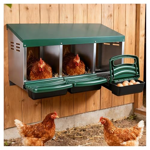 Chicken Nesting Boxes with 3 Cozy and Roll-Away Design -