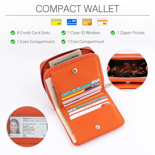 Image of XINNSTAR Genuine Small Wallet for Women, Slim RFID Blocking Credit Card Holder with ID Window, Compact Purses for Women with 31 Card Slots