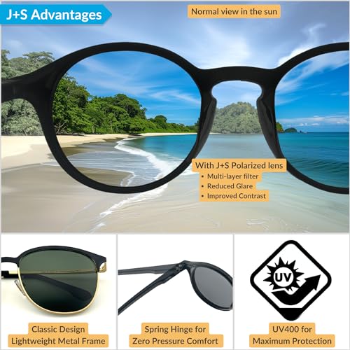 J+S Hine Retro Cat-eye Frame Polarized Sunglasses for Women | Metal | Spring Hinge | Polarized 100% UV 400| Medium-Large Fit3