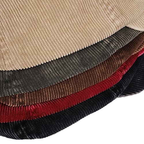 Japanese Oversized Corduroy Newsboy Hats For Women Vintage Unisex Paperboy Painter Beret Cap Brown #TOP6