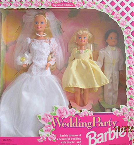 Barbie WEDDING PARTY Doll DELUXE Gift Set SPECIAL EDITION w, STACIE & TODD DOLLS (1994)