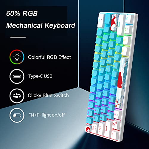 Image of Fogruaden 60% Mechanical Keyboard, 61 Keys Gaming Keyboard, RGB Backlit, Compact 60 Percent Wired Keyboard for Win /Mac PC Gamer, Easy to Carry on Trip (Blue,Blue Switch)