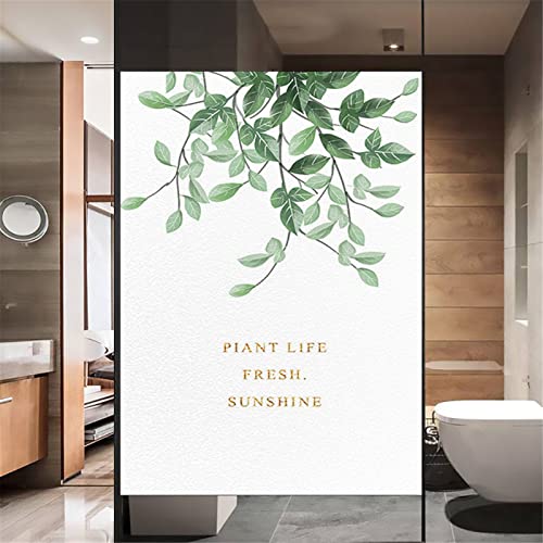 XQKXHZ Película De Privacidad De Ventana De Hoja Verde,Vinilo Opaco para Ventanas Autoadhesivo Estático Lámina De Protección Solar para Ventanas para Baño Cocina Oficina Puerta Corredera,2,55x90cm