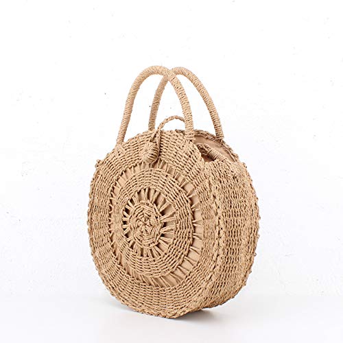 Image of Teeya Straw Crossbody Bag Women Weave Shoulder Bag Round Summer Beach Purse and Handbags