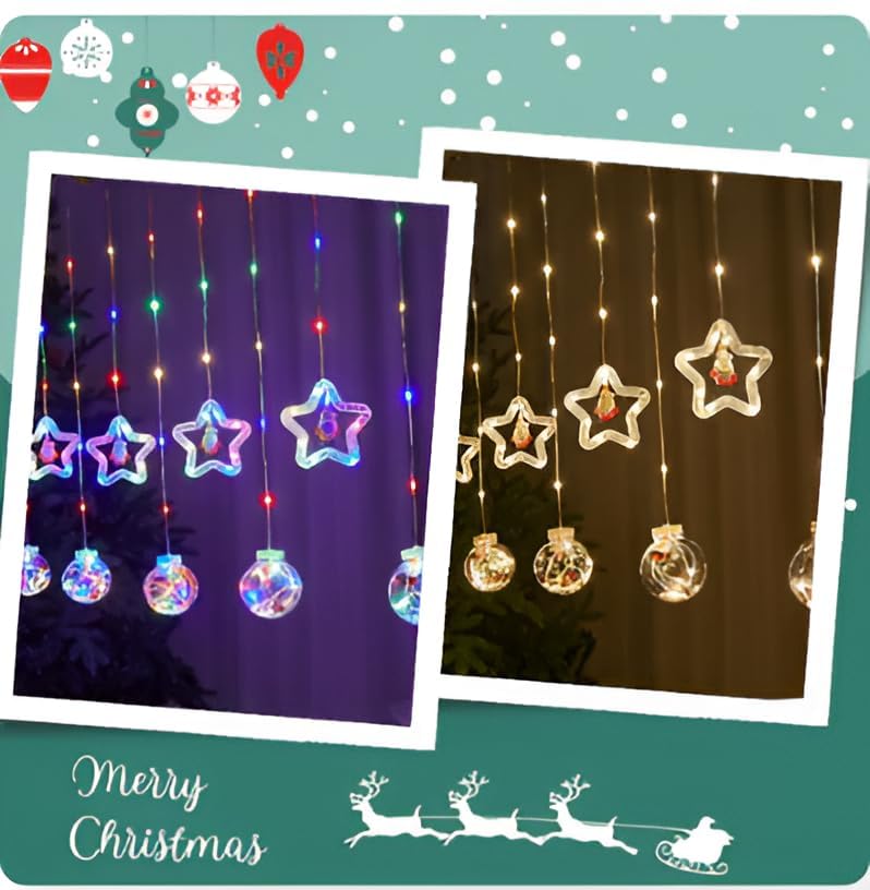 Image of V.E.S.P.A Decorative LED Lights - Featuring 5 Balls and 5 Stars with 10 Hanging Lights and 8 Modes, Ideal for Diwali and Indoor Celebrations (Multi Color)