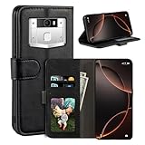 UOGNADGD Leather Flip Cover Compatible with Oukitel K10000 Pro Wallet Case with Card Slots, Magnetic Closure, Stand Function, RFID Shockproof Folio (Black)