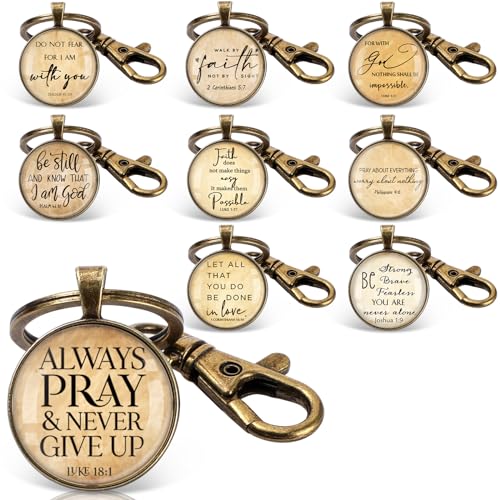 Image of Fumete Christian Keychain Bulk Bible Verse Religious Key Chains Scripture Quote Positive Gift for Women Men Church Pastor