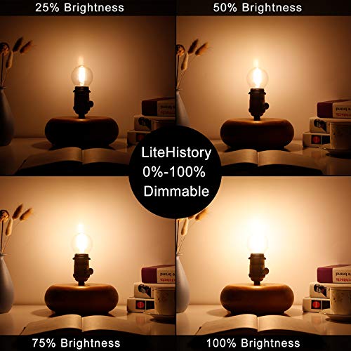 Litehistory G16.5-4C27K60-E26-6PACK Dimmable Wall Sconces Edison Bulb G16.5 6W Equal 60 Watt Ac120V Warm 2700K E26 Light Bulb thumb #3