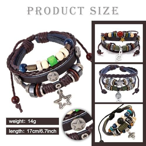 4 Pcs Fairy Grunge Bohemian Bracelets,Multilayer Leather Hand Woven Bracelet Jewelry Fairy Grunge Accessories for Women2
