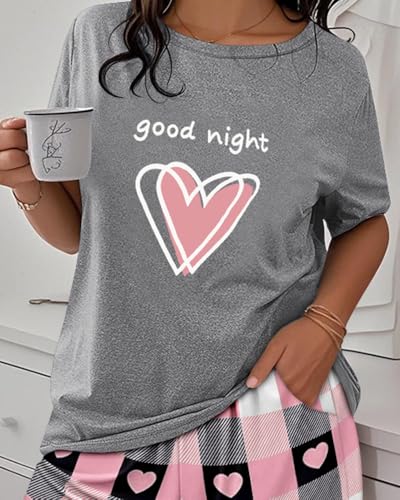 Image of CHICME Pajamas Set for Women 2 Piece Pjs Lounge Set Soft Short Sleeve Tops and Sleep Shorts with Pocket