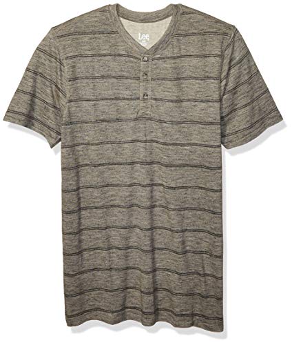 Lee Men's Short Sleeve Shirt, Henry Henley Platinum, Small