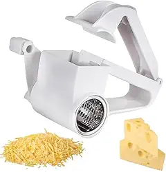 Ralador Manual de Queijo Premium, Aço Inox, 14cm, com Manivela Giratória, Design Ergonômico, para Queijos Duros, Chocolate e Nozes