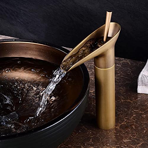 Robinet de lavabo cascade rétro avec mitigeur monocommande laiton robuste - 8
