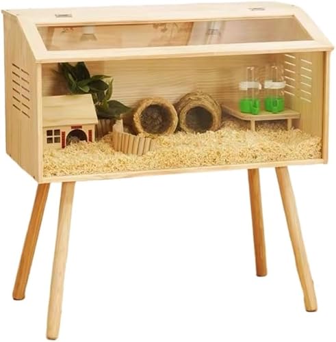 爬虫類用 ペットケージ 小動物飼育ケージ 木製無垢材 養殖設備を贈ります 二重ドア 逃走防止 鶏小屋の養殖 保温機能付き 造景小屋 恒温一式の箱 (80*40*40cm)