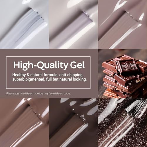 Image of DUDUSTRONG Bolt Bee Gel Glossy Finish Nail Polish Kit Gel Nail Polish Set- 6 Colors Chocolate Brown Coffee Gel Polish Kit Gel Nail Kit (A4 Chocolate Bar (62+89+1+123+135+136)), 90 Ml