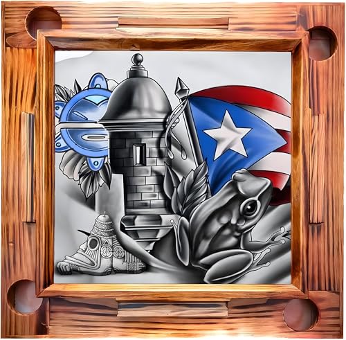 TraditionTools Premium PR Mesa de Domino Puerto Rico Domino Table with Coqui Design - Mesa de Dominos Puerto Rico for Game Nights and Family Gatherings