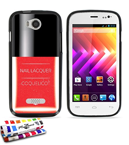 Coque souple Ultra-Slim WIKO IGGY au motif exclusif [Vernis coquelicot] [Noire] de MUZZANO + STYLET et CHIFFON MUZZANO® OFFERTS - La Protection Anti-rayure ULTIME, ELEGANTE ET DURABLE pour votre WIKO IGGY