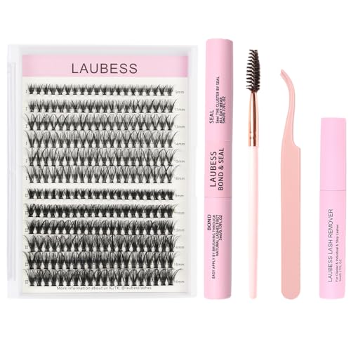 Ciglia Finte Ciuffetti Kit Extension Ciglia LAUBESS Ciglissime Colla Ciglia Finte Waterproof Remover Extension Ciglia Pinzette Scovolini Ciglia Lash Clusters Kit (Kit 30D/40D-0.07D-Mix9-16)