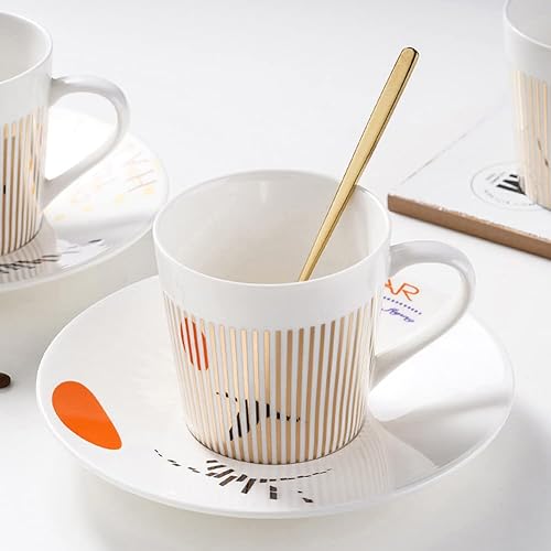 Miniatura 2 de Marabou - Juego de taza de café y platillo de 10 onzas Creative Art Mirage con imagen invertida, platillo de porcelana de lujo para café, leches,