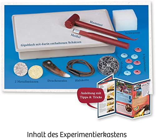 KOSMOS 657994 Ritter-Schatz, Grabe Funkelnde Münzen und Spielsteine aus, für Mittelalter-Fans und kleine Archäologen, Experimentierset mit Hammer und Meißel, Für Kinder ab 7-10 Jahre – Bild 3
