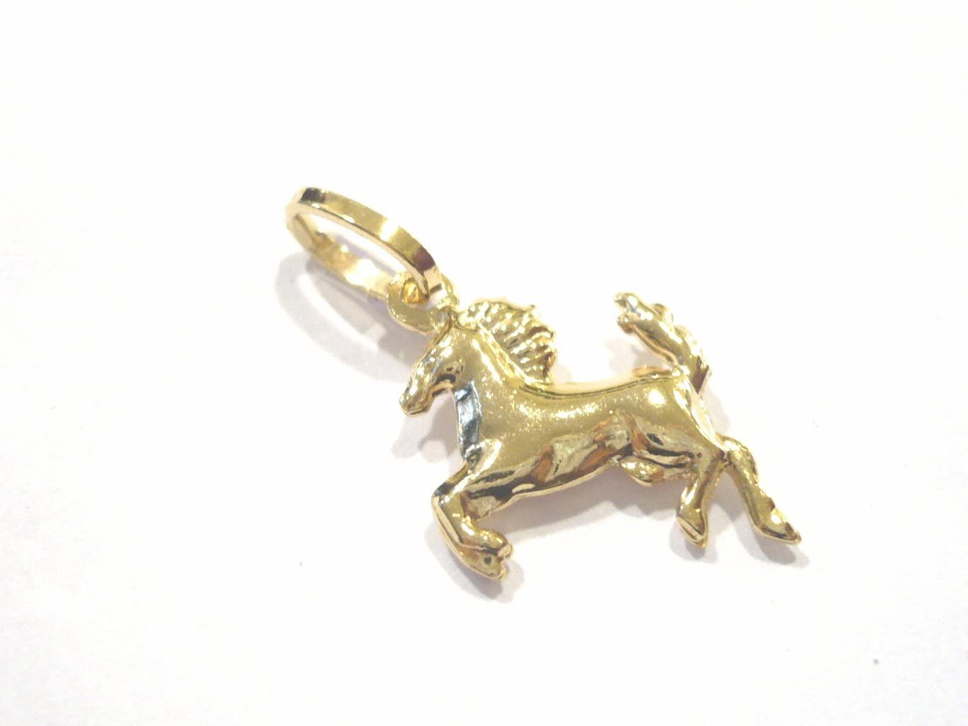 Colgante de oro amarillo de 18 quilates (750) con colgante de caballo pequeño caballo, para niños y niñas